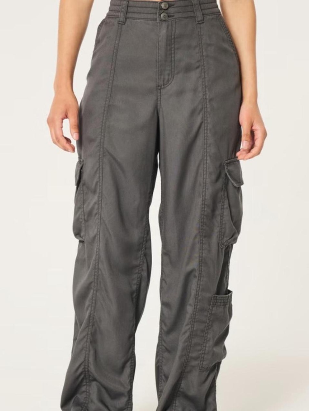 Hollister High-Rise Baggy Pants in Charcoal